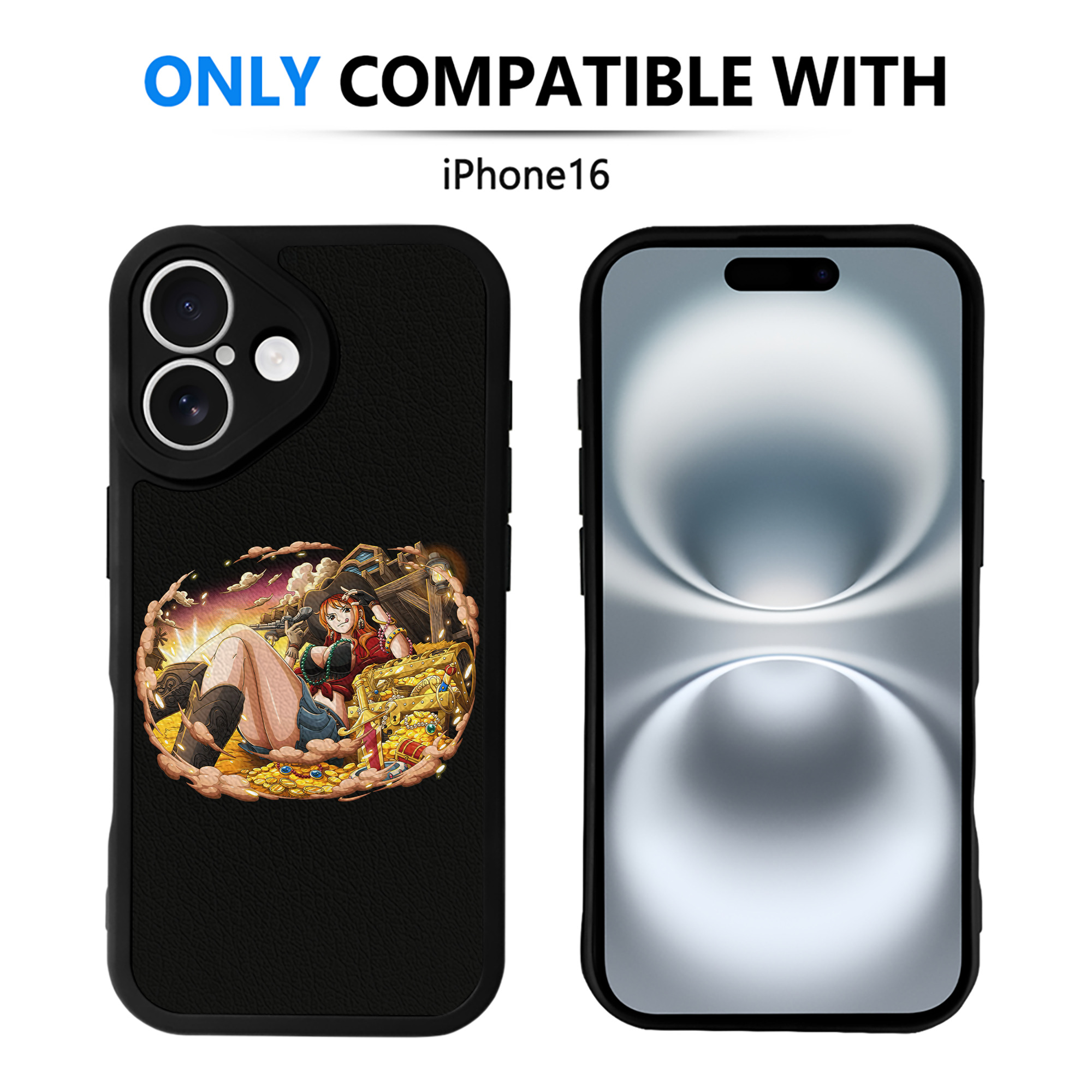 （画像用） ワンピース ナミ ONE PIECE Nami 【iPhone 16シリーズ対応】シリコンスマホケース（レザー調） 材質：シリコン